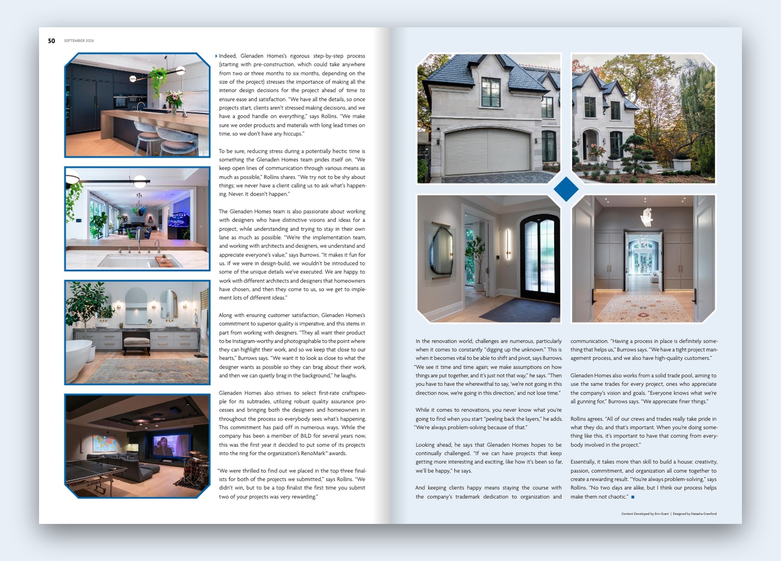 Pages 50 and 51 of the Glenaden Homes feature in Construction in Focus 